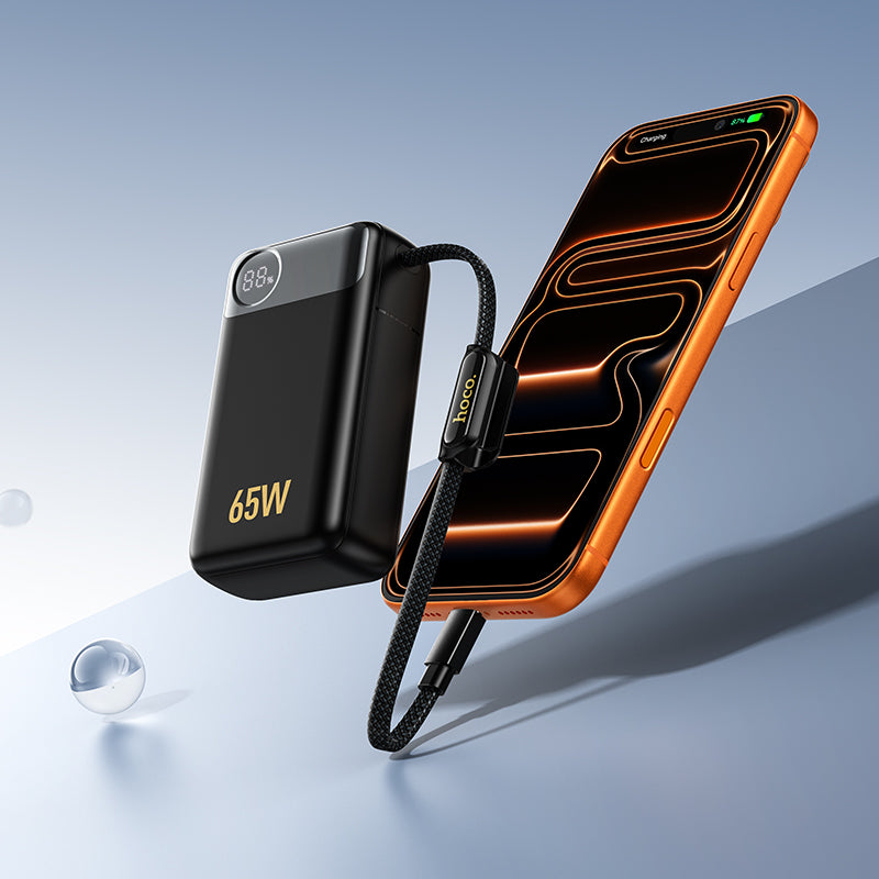 Batterie Externe HOCO Q53, 12000mAh, 65W, QC + PD, 1 x USB-A - 2 x USB-C, Noire