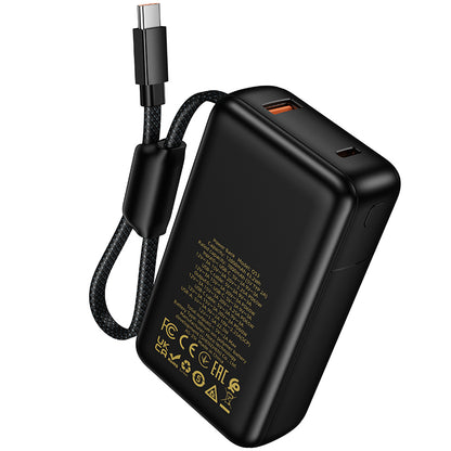 Batterie Externe HOCO Q53, 12000mAh, 65W, QC + PD, 1 x USB-A - 2 x USB-C, Noire