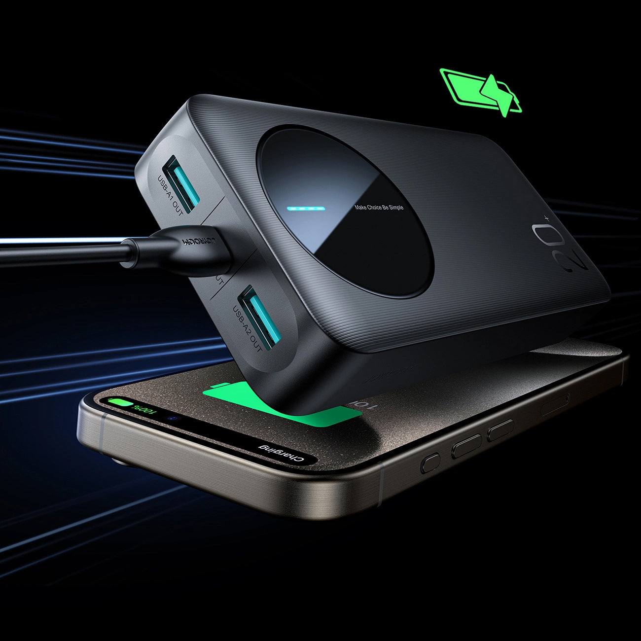 Batteria Esterna Joyroom JR-PBF14, 20000mAh, 12W, 1 x USB-C - 2 x USB-A, Nera