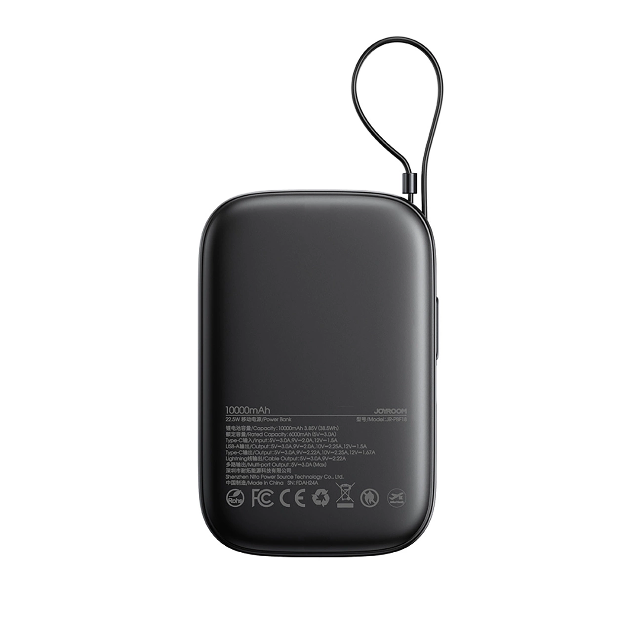 Batteria Esterna Joyroom JR-PBF18, 10000mAh, 22.5W, QC + PD, 1 x Lightning - 1 x USB-A - 1 x USB-C, Nera