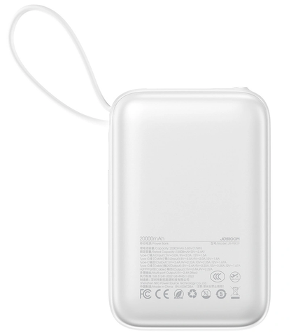 Batterie Externe Joyroom JR-PBF29, 20000mAh, 22.5W, QC + PD, 1 x Lightning - 2 x USB-C, Blanche