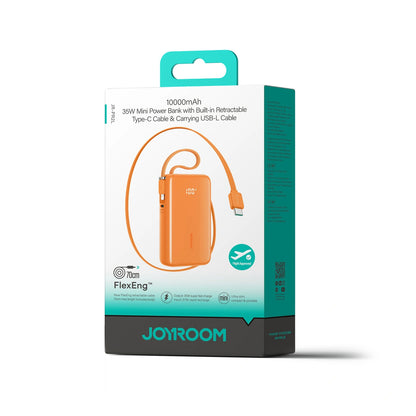 Batterie Externe Joyroom JR-PR2L, 10000mAh, 35W, QC + PD, 1 x Lightning - 2 x USB-C, Orange