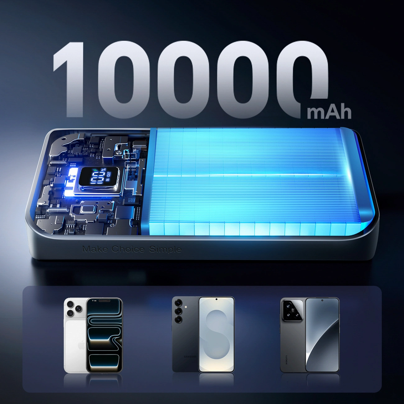 Batterie Externe Joyroom JR-QP191, 10000mAh, 22.5W, QC + PD, 1 x USB-A - 2 x USB-C, Noire