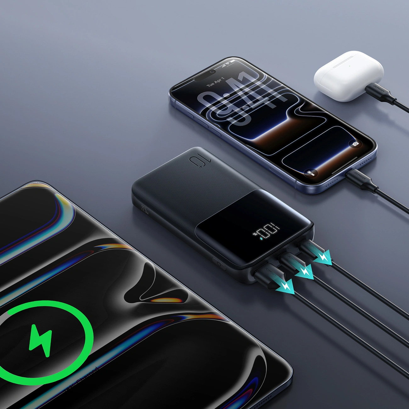 Batterie Externe Joyroom JR-QP191, 10000mAh, 22.5W, QC + PD, 1 x USB-A - 2 x USB-C, Noire