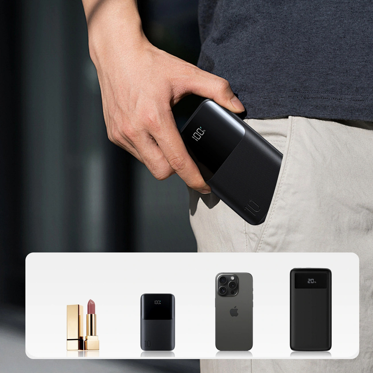 Batterie Externe Joyroom JR-QP191, 10000mAh, 22.5W, QC + PD, 1 x USB-A - 2 x USB-C, Noire