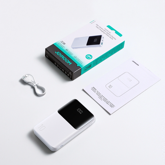 Batteria Esterna Joyroom JR-QP191, 10000mAh, 22.5W, QC + PD, 1 x USB-A - 2 x USB-C, Bianca