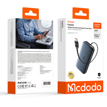 Batterie Externe McDodo MC-5920 MetaFree, 10000mAh, 45W, PD, 2 x USB-C, Gris