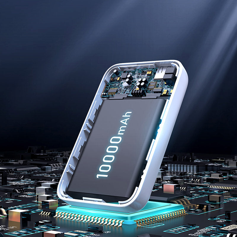 Batterie Externe Sans Fil Joyroom JR-W020, 10000mAh, 20W, QC + PD + FQI, 1 x QI - 1 x USB-A - 1 x USB-C, Blanche