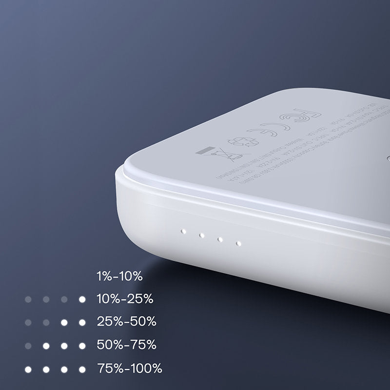 Batterie Externe Sans Fil Joyroom JR-W020, 10000mAh, 20W, QC + PD + FQI, 1 x QI - 1 x USB-A - 1 x USB-C, Blanche