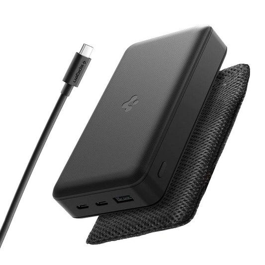 Externer Akku Spigen, 20000mAh, 30W, QC + PD, 1 x USB-A - 2 x USB-C, Schwarz