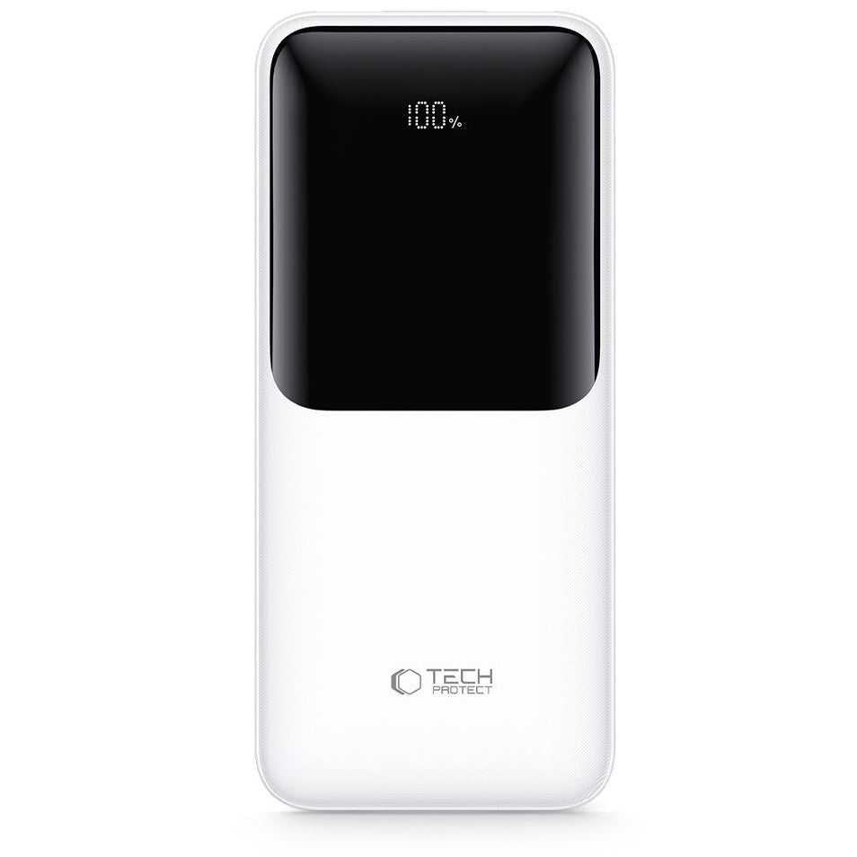 Batterie Externe Tech-Protect PB02, 20000mAh, 22.5W, QC + PD, 1 x USB-C - 2 x USB-A, Blanche