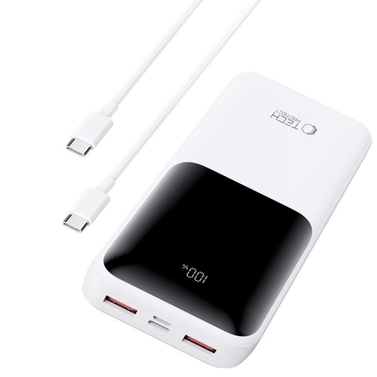 Externer Akku Tech-Protect PB02, 20000mAh, 22.5W, QC + PD, 1 x USB-C - 2 x USB-A, Weiß