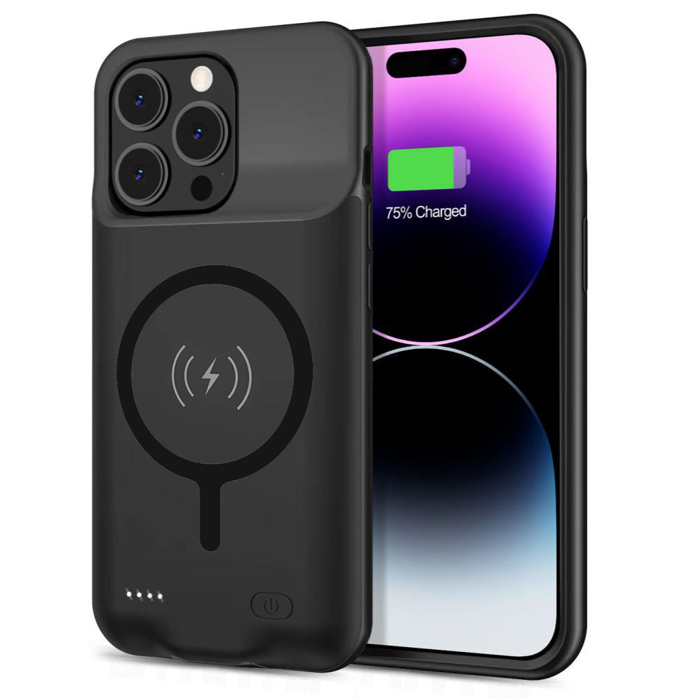 Externer Akkutyp Hülle Wireless Techsuit Power Pro Battery für Apple iPhone 15 Pro, 7000mAh, Schwarz