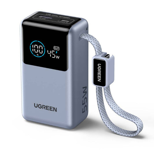 Batterie Externe UGREEN Nexode Pro PB727 (75701B), 10000mAh, 55W, QC + PD, 1 x USB-A - 2 x USB-C, Gris