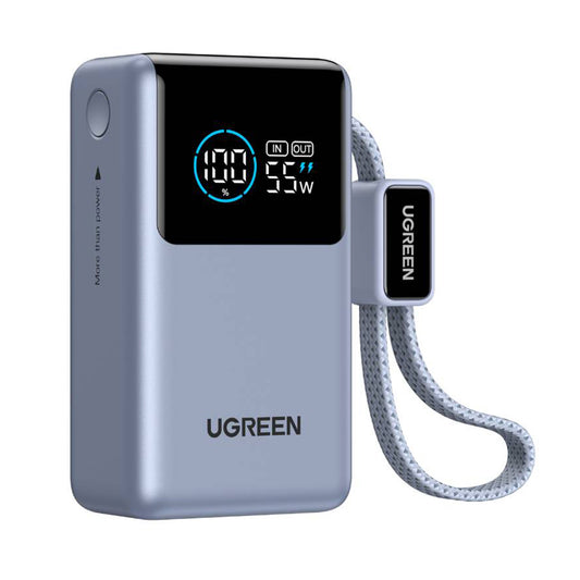 Batterie Externe UGREEN Nexode Pro PB727 (75701B), 10000mAh, 55W, QC + PD, 1 x USB-A - 2 x USB-C, Gris