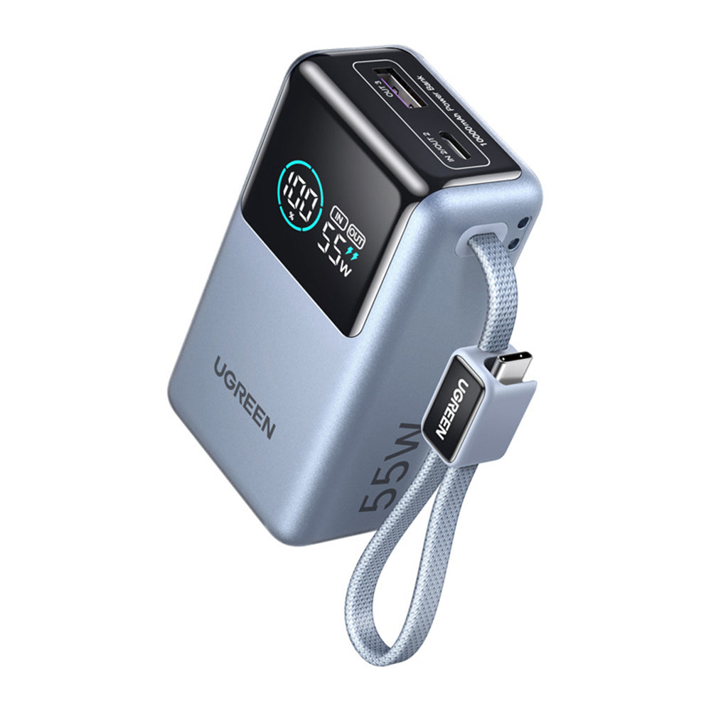 Batteria Esterna UGREEN Nexode Pro PB727 (75701B), 10000mAh, 55W, QC + PD, 1 x USB-A - 2 x USB-C, Grigio