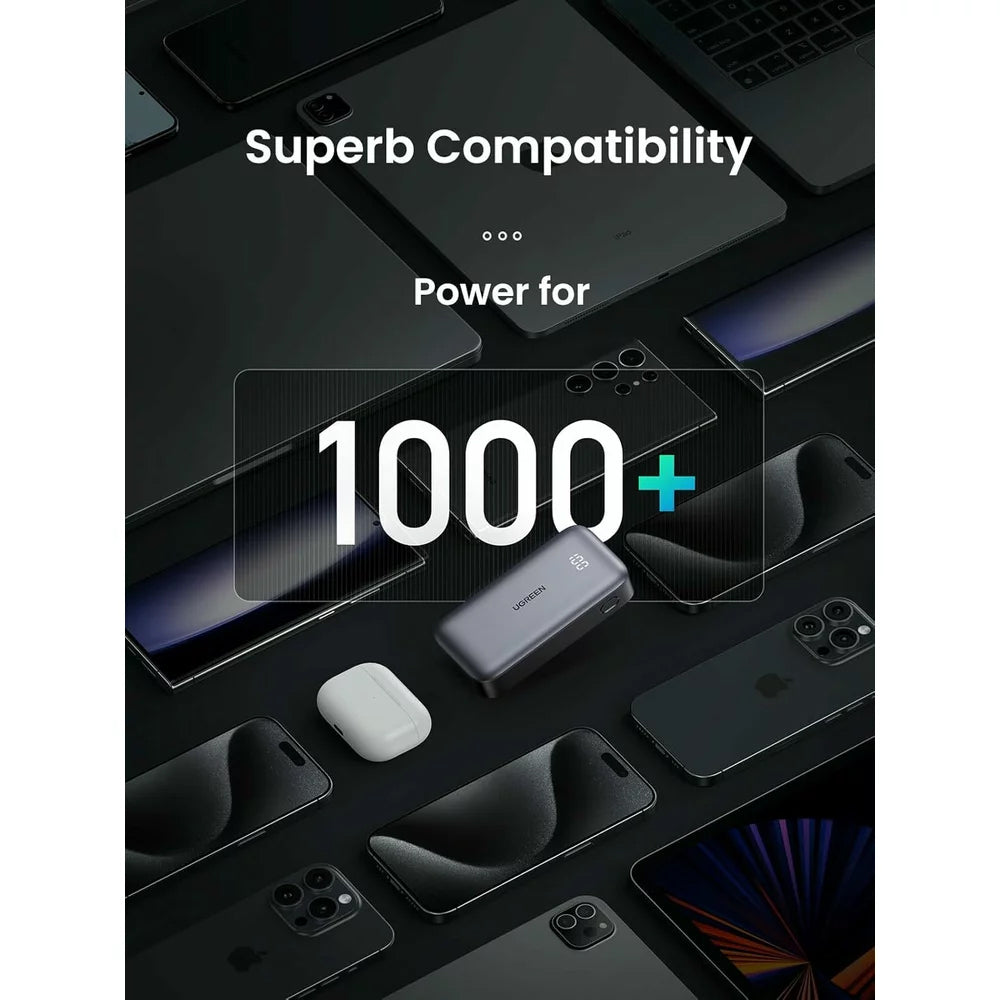 Batteria Esterna UGREEN PB502, 10000mAh, 30W, QC + PD, 1 x USB-A - 1 x USB-C, Grigio