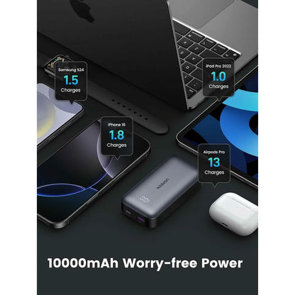 Batteria Esterna UGREEN PB502, 10000mAh, 30W, QC + PD, 1 x USB-A - 1 x USB-C, Grigio