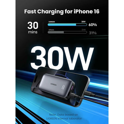 Batteria Esterna UGREEN PB502, 10000mAh, 30W, QC + PD, 1 x USB-A - 1 x USB-C, Grigio