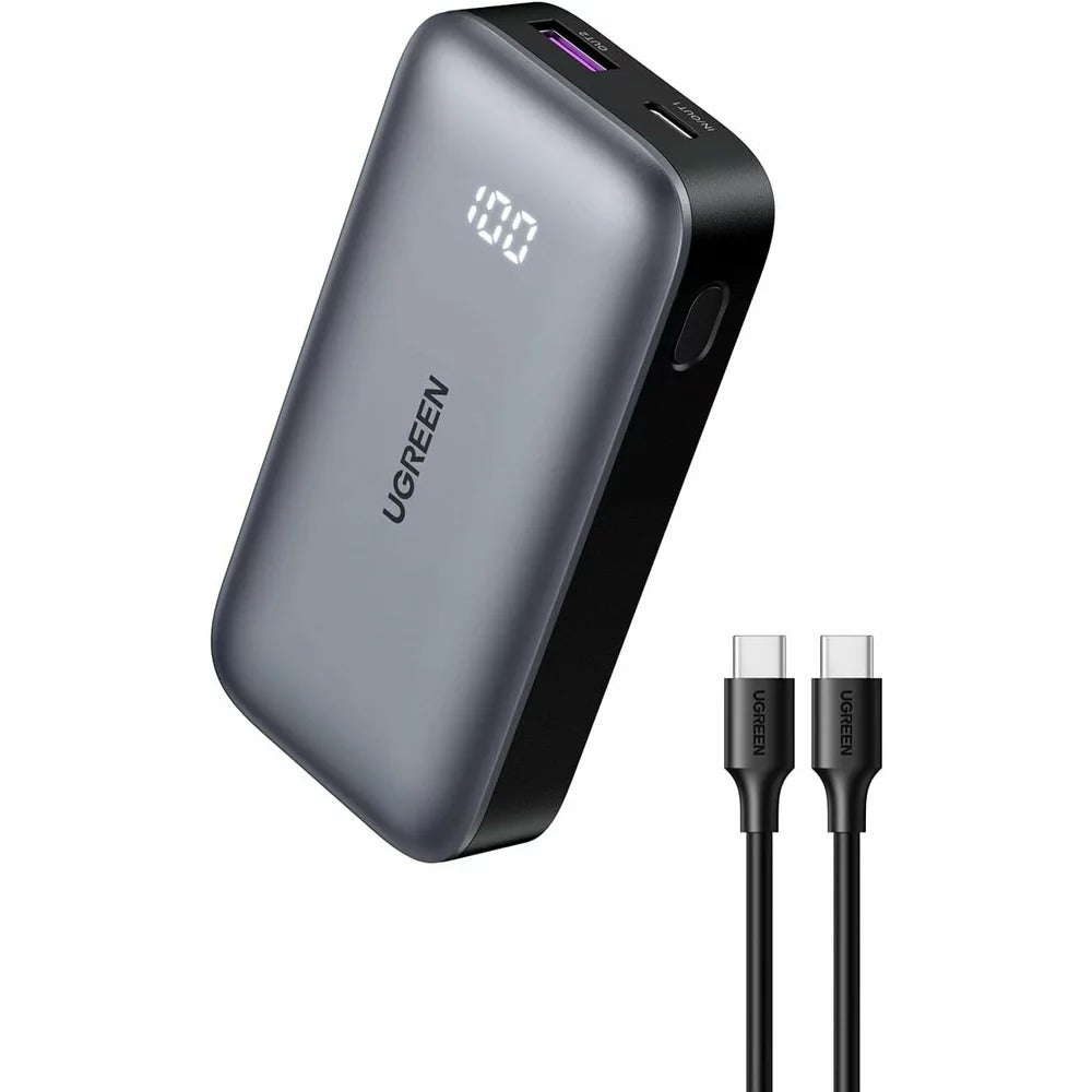 Batteria Esterna UGREEN PB502, 10000mAh, 30W, QC + PD, 1 x USB-A - 1 x USB-C, Grigio