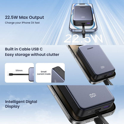 Batterie Externe UGREEN PB505, 20000mAh, 22.5W, QC + PD, 1 x USB-A - 2 x USB-C, Gris