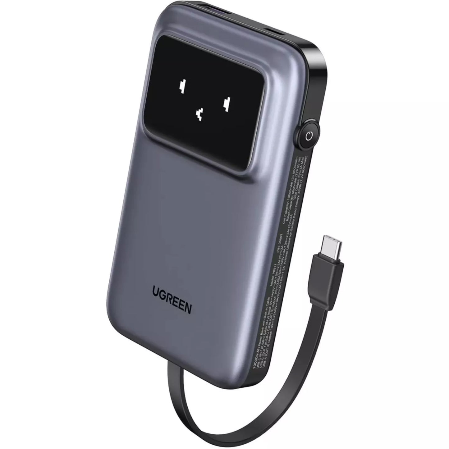 Batteria Esterna UGREEN PB511 Uno, 10000mAh, 30W, QC + PD, 1 x USB-A - 2 x USB-C, Grigio