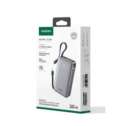 Externer Akku UGREEN PB528 (55985B), 20000mAh, 30W, QC + PD, 1 x USB-A - 3 x USB-C, Grau