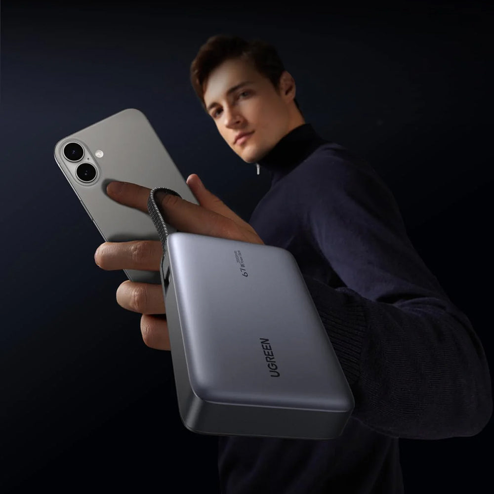 Batteria Esterna UGREEN PB550, 20000mAh, 67W, QC + PD, 1 x USB-A - 2 x USB-C, Grigio