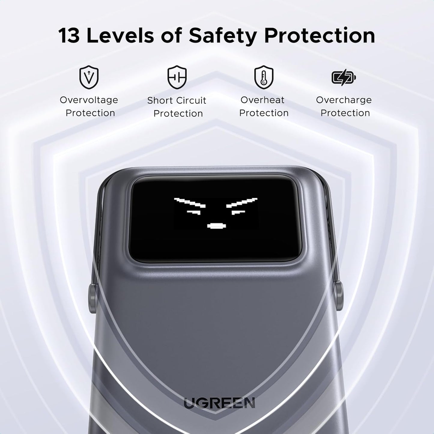 UGREEN PB572 Uno Wireless External Battery, 10000mAh, 20W, PD + FQI, 1 x QI - 1 x USB-C, Gray