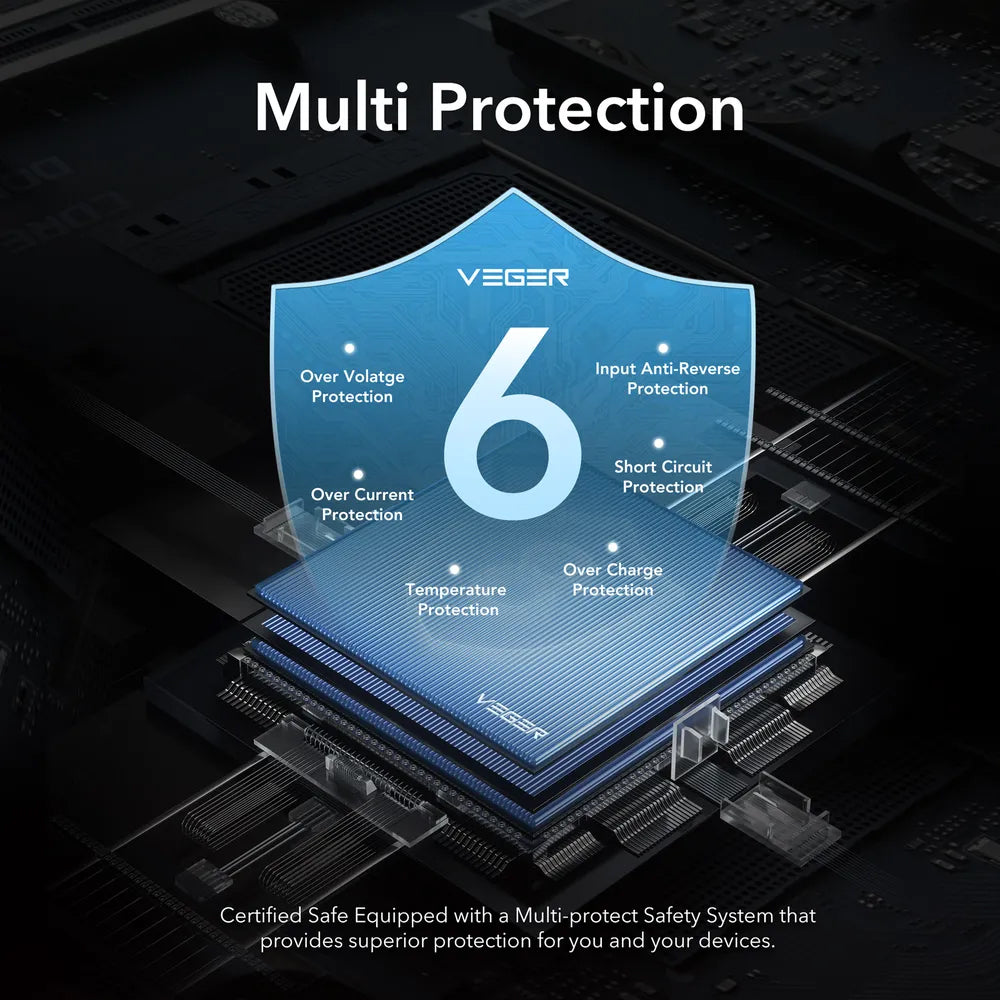 Batteria Esterna Veger L10S, 10000mAh, 20W, QC + PD, 1 x USB-C - 2 x USB-A, Nera