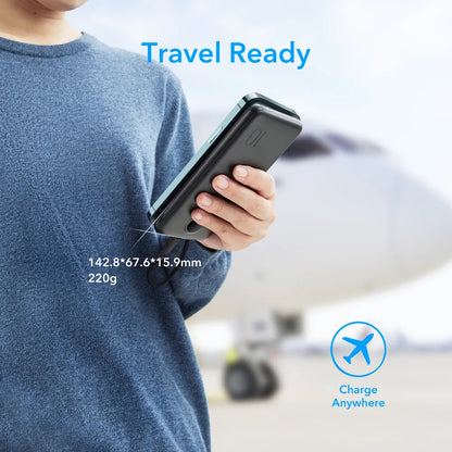 Batteria Esterna Veger L10S, 10000mAh, 20W, QC + PD, 1 x USB-C - 2 x USB-A, Nera