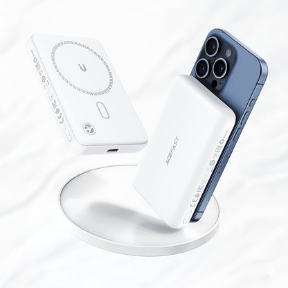 Batteria Esterna Wireless Acefast M26, 10000mAh, 20W, PD + FQI, 1 x QI - 1 x USB-C, Bianca