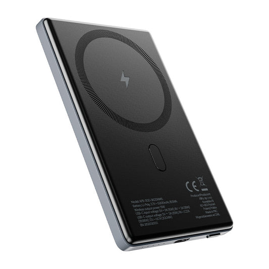 Allity Wireless External Battery. APB-300, 5000mAh, 20W, PD + QC, 1 x QI - 1 x USB-C, Gray
