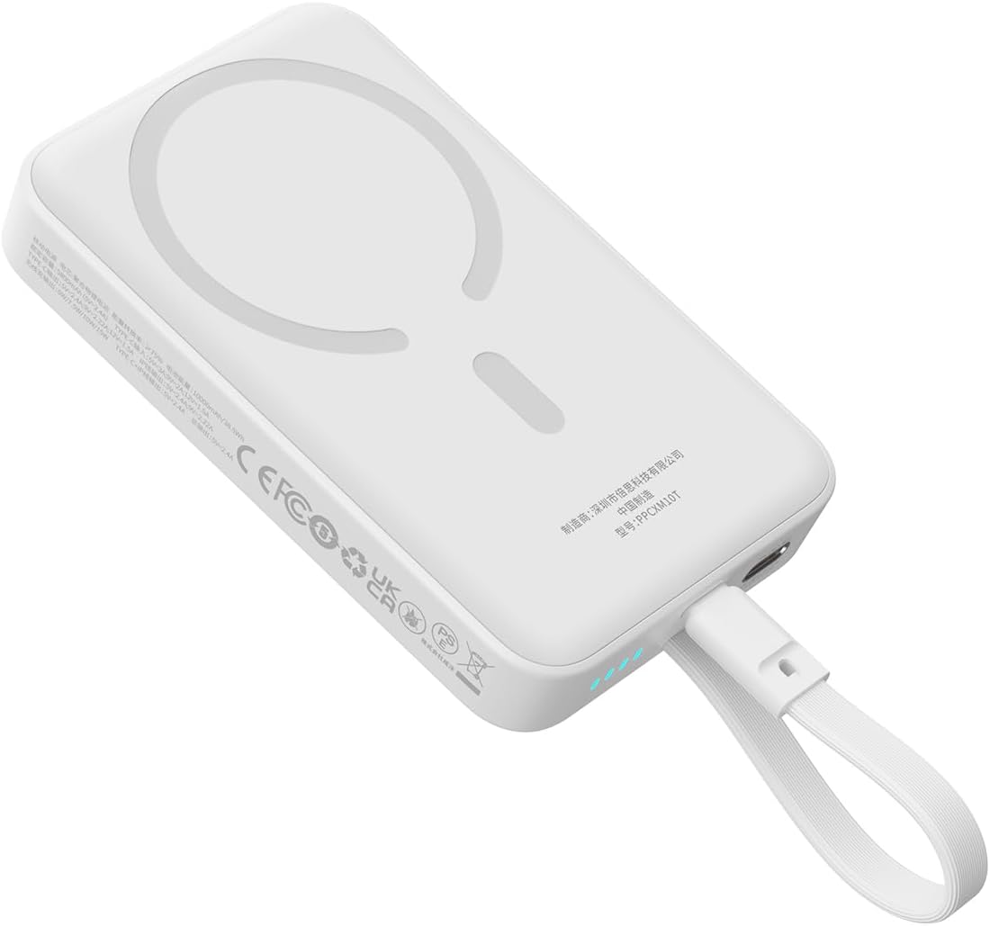 Batterie Externe Sans Fil Baseus Magnetic Mini, 10000mAh, 30W, PD + FQI, 1 x QI - 2 x USB-C, Blanche P1002210B223-00
