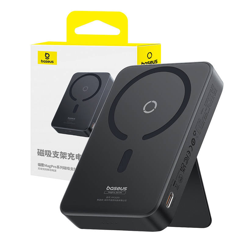Externer Wireless-Akku Baseus MagPro PPCXZ05, 5000mAh, 20W, PD + FQI, 1 x QI - 1 x USB-C, Schwarz P10064101123-00