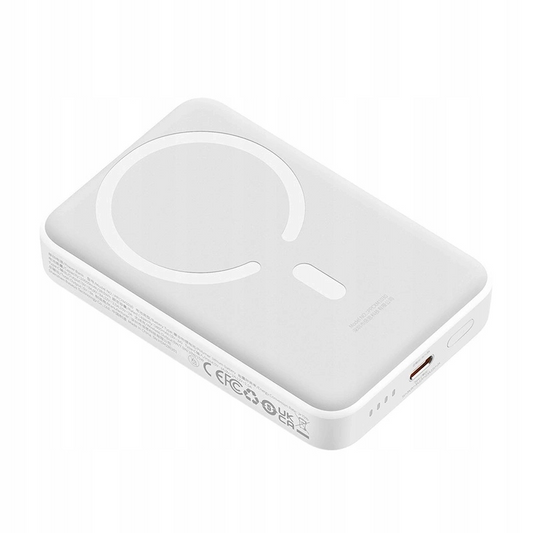 Externer Wireless-Akku Baseus Magnetic Mini, 10000mAh, 30W, PD + FQI, 1 x QI - 1 x USB-C, Weiß PPCX110202