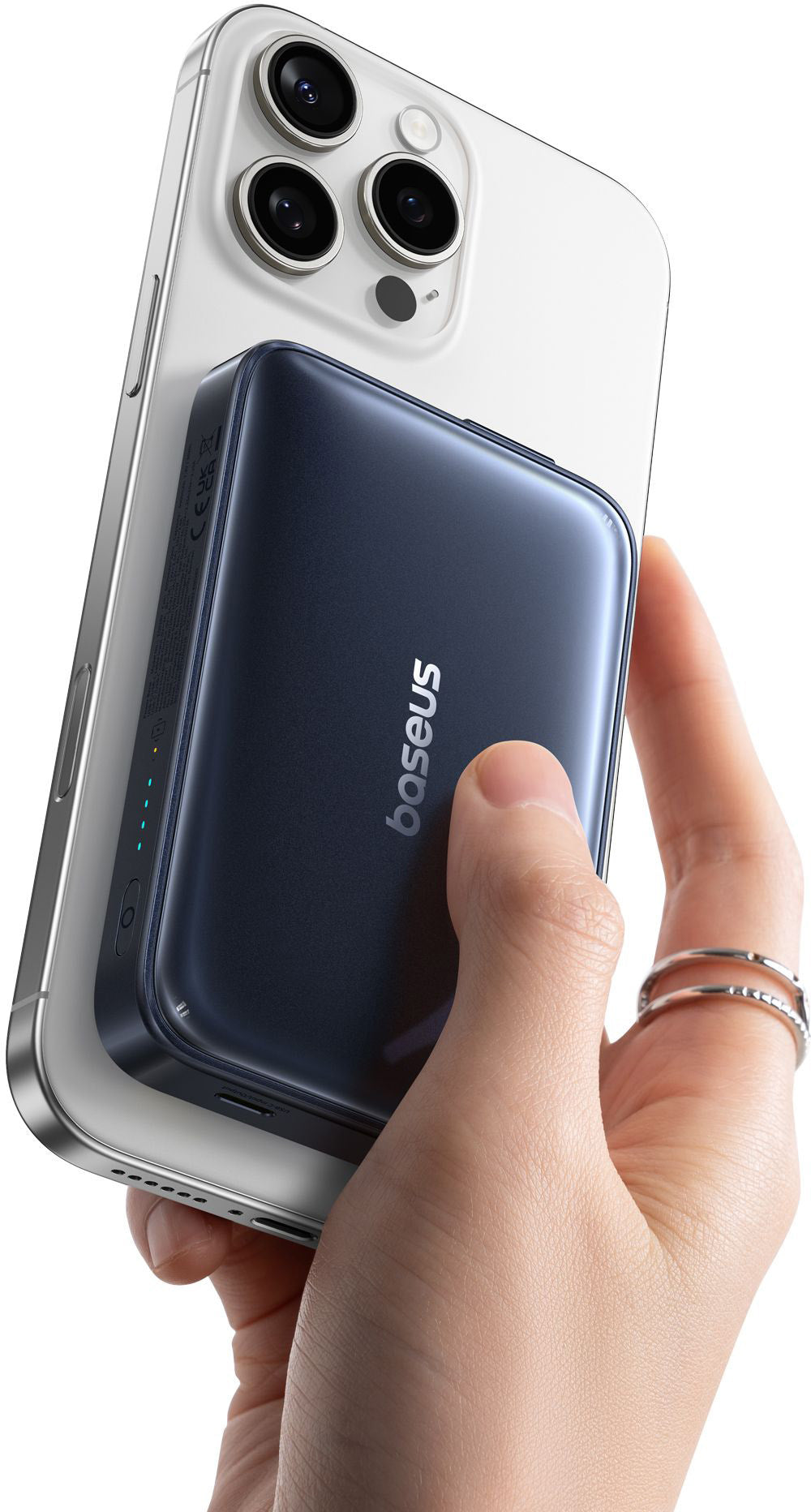 Baseus PicoGo AM61 Wireless Powerbank, 10000mAh, 45W, PD + FQI, 1 x QI - 2 x USB-C, Schwarz E0028V00
