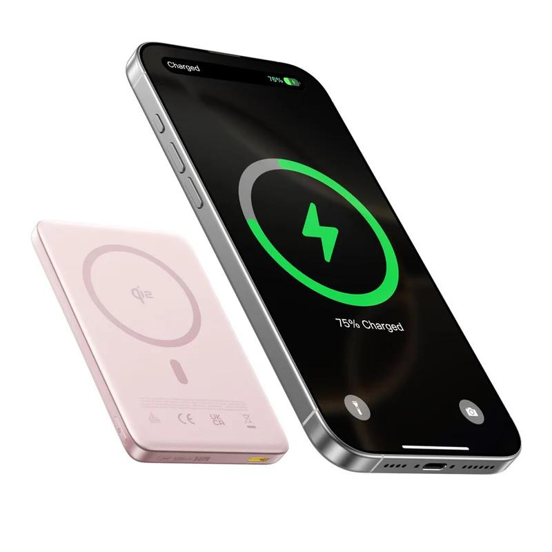 Batterie Externe Sans Fil Baseus PicoGo AM41, 10000mAh, 27W, PD + FQI, 1 x QI - 1 x USB-C, Rose E0027202