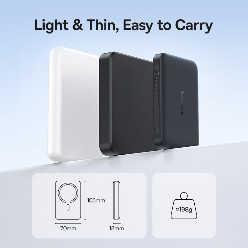 Batteria Esterna Wireless Baseus EnerFill FM11, 10000mAh, 30W, PD + FQI, 1 x QI - 1 x USB-C, Nera
