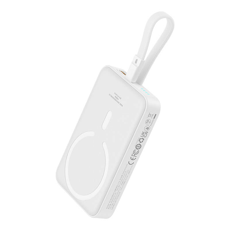 Batterie Externe Sans Fil Baseus Magnetic Mini, 10000mAh, 20W, PD + FQI, 1 x Lightning - 1 x QI - 1 x USB-C, Blanche P10022109223-00