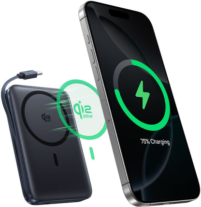 Baseus PicoGo AM61 Wireless Powerbank, 10000mAh, 45W, PD + FQI, 1 x QI - 2 x USB-C, Schwarz E0028V00