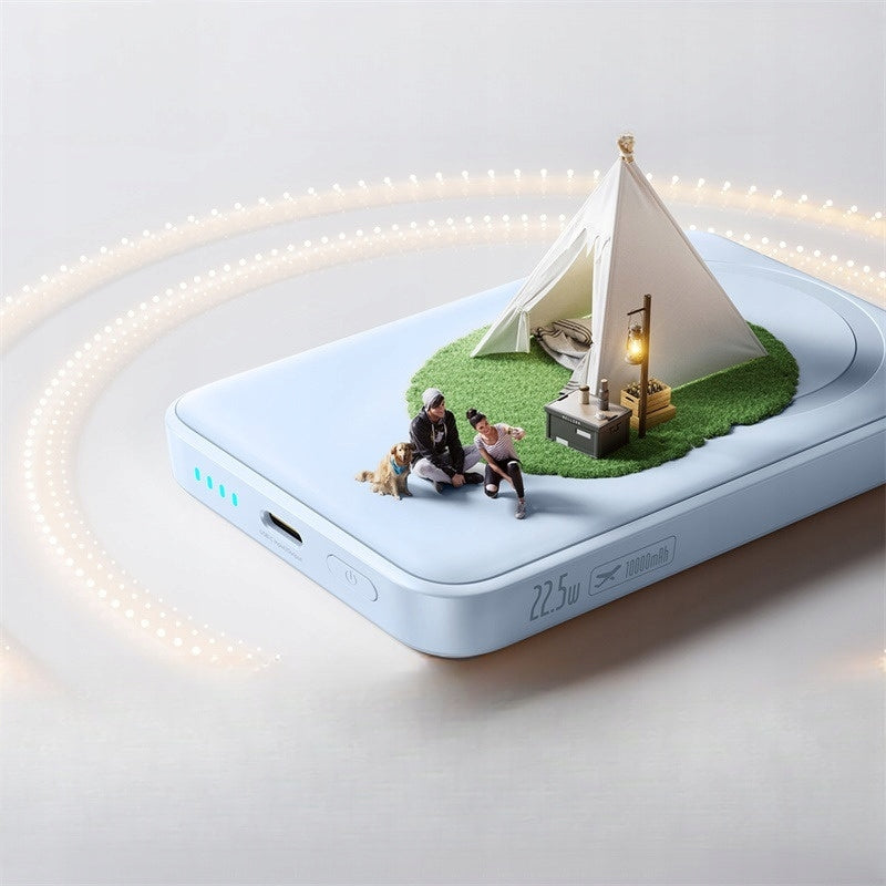 Kabellose Externe Batterie Baseus EnerFill FM11 Ultra-Mini, 10000mAh, 22,5W, PD + FQI, 1 x QI - 1 x USB-C, Blau P1008210E313-00