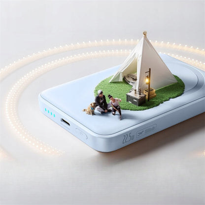 Kabellose Externe Batterie Baseus EnerFill FM11 Ultra-Mini, 10000mAh, 22,5W, PD + FQI, 1 x QI - 1 x USB-C, Blau P1008210E313-00