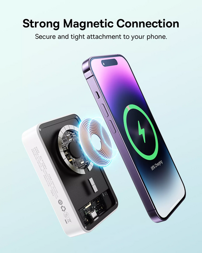 Kabellose Powerbank Baseus EnerFill FM41 Mini, 20000mAh, 20W, PD + FQI, 1 x QI - 1 x USB-C, Weiß E0027U01