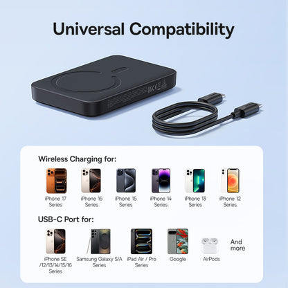 Batteria Esterna Wireless Baseus EnerFill FM11, 10000mAh, 30W, PD + FQI, 1 x QI - 1 x USB-C, Nera