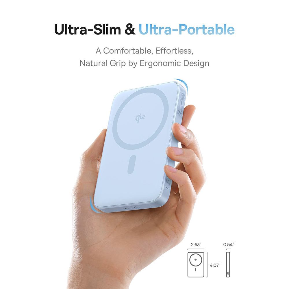 Batterie Externe Sans Fil Baseus PicoGo, 5000mAh, 20W, PD + FQI, 1 x QI - 1 x USB-C, Bleue P10076800313-00