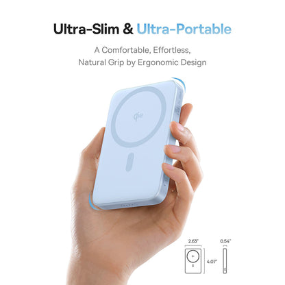 Batterie Externe Sans Fil Baseus PicoGo, 5000mAh, 20W, PD + FQI, 1 x QI - 1 x USB-C, Bleue P10076800313-00
