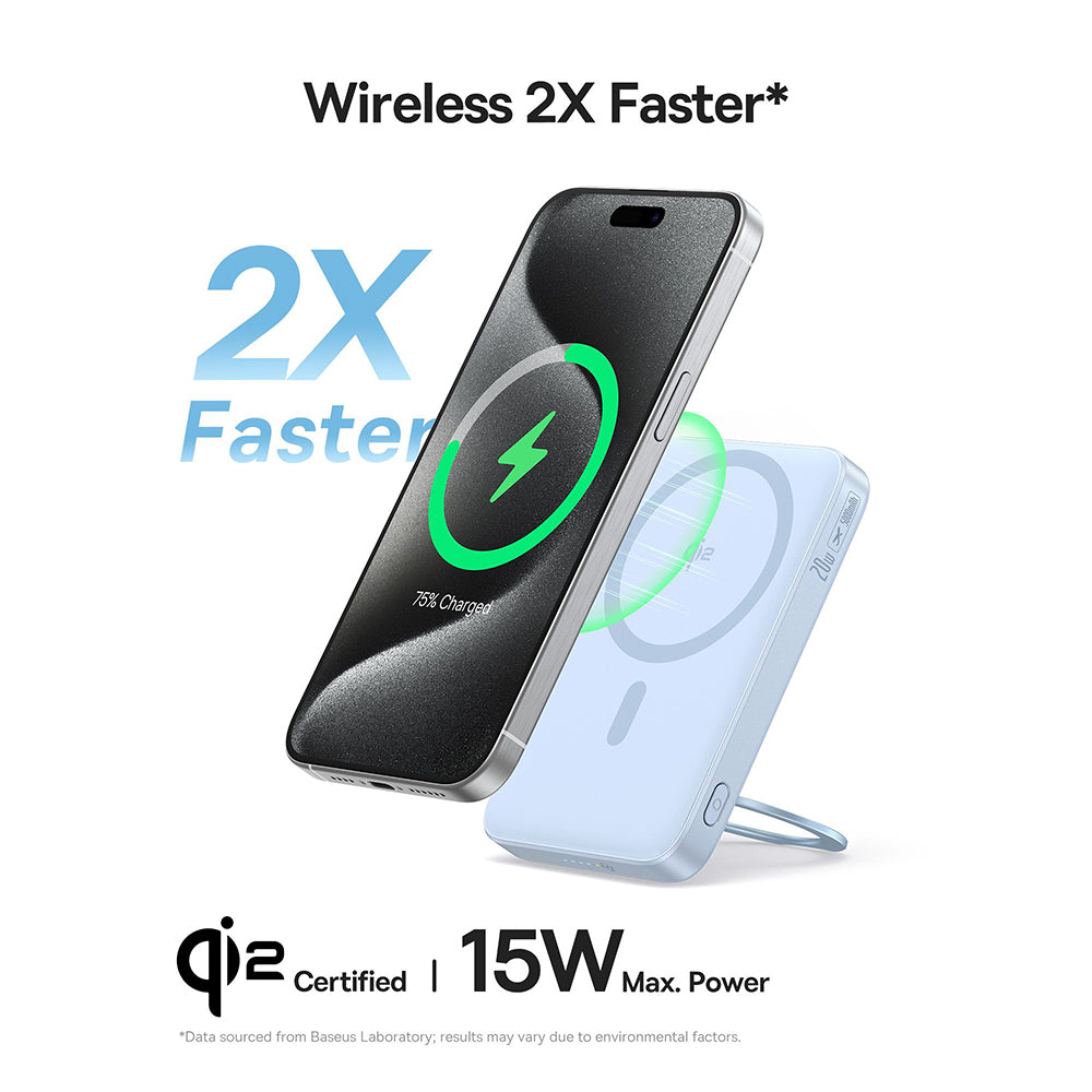 Batterie Externe Sans Fil Baseus PicoGo, 5000mAh, 20W, PD + FQI, 1 x QI - 1 x USB-C, Bleue P10076800313-00