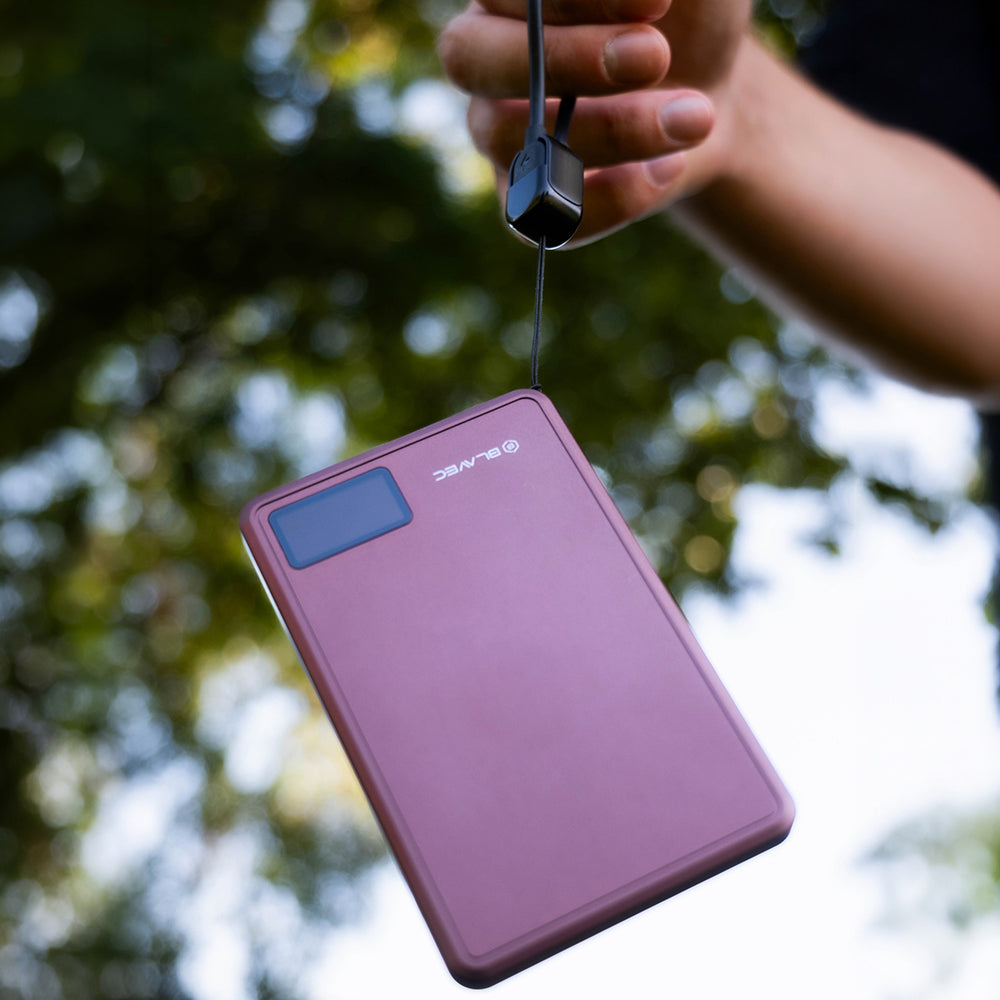 Blavec BJ-03 Slim kabellose Powerbank, 10000 mAh, 22,5 W, PD + FQI, 1 x QI – 1 x USB-C, Lila