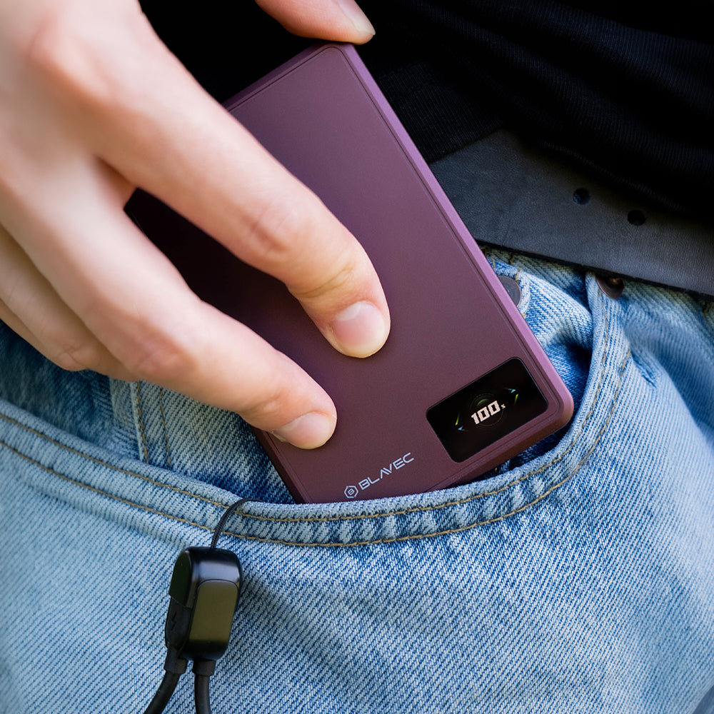 Blavec BJ-03 Slim kabellose Powerbank, 10000 mAh, 22,5 W, PD + FQI, 1 x QI – 1 x USB-C, Lila